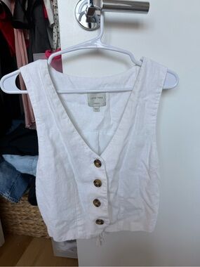Love Tree White Linen vest
